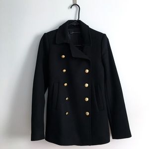 ZARA black military peacoat